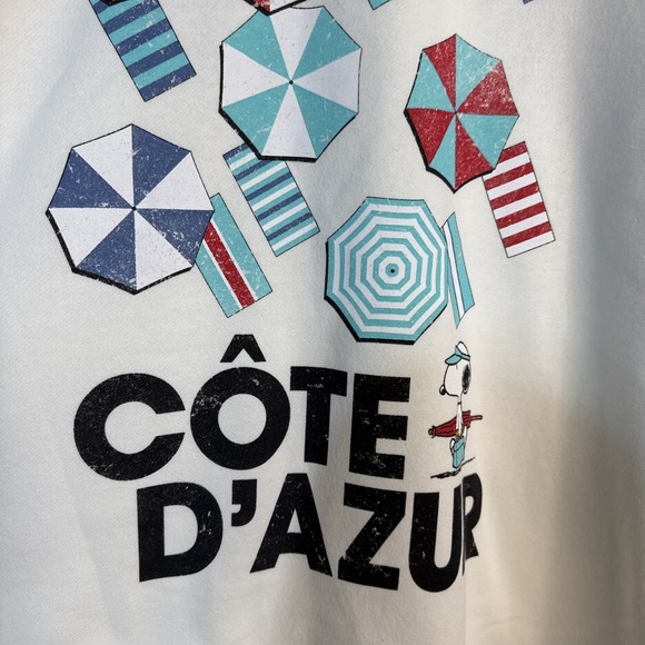 Women's Peanuts Snoopy Cote d'Azur Graphic Sweatshirt - Off-White Size XXL New - Picture 8 of 9